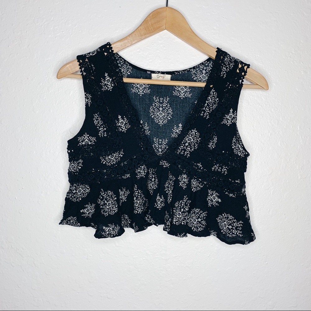 Ruffle black crop top